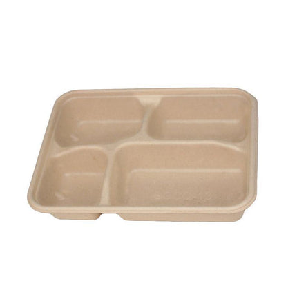 25/50pcs Biodegradable Lunch Box Microwaveable Tray with Compartment Paper Lid - 1100ml-4-50pcs.