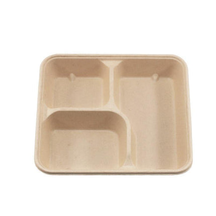 25/50pcs Biodegradable Lunch Box Microwaveable Tray with Compartment Paper Lid - 1100ml-4-50pcs.