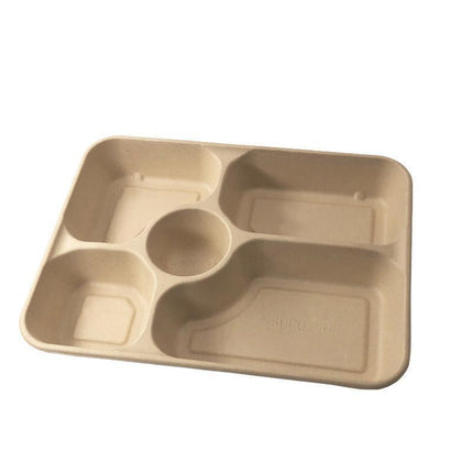 25/50pcs Biodegradable Lunch Box Microwaveable Tray with Compartment Paper Lid - 1100ml-4-50pcs.