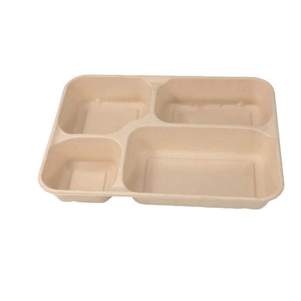 25/50pcs Biodegradable Lunch Box Microwaveable Tray with Compartment Paper Lid - 1200ml-4-25pcs.