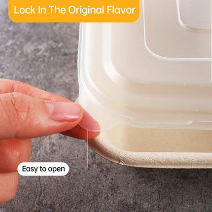 25/50pcs Biodegradable Lunch Box Microwaveable Tray with Compartment Paper Lid - 1400ml-5-25pcs.