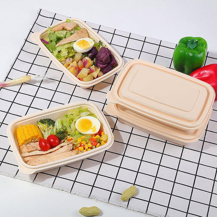 50pcs Eco Friendly Corn Starch Lunch Box Degradable Takeout Bento Container - 750ml.