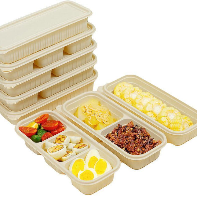 Biodegradable Corn Starch Meal Prep Containers Lids Durable Multi Compartment - C2B.