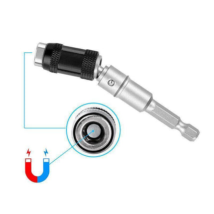 Pivoting Screwdriver Bit Holder Swivel Drill Adapter Tool for Impact Driver - Silver.