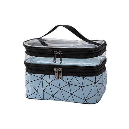 Portable Double-Layer Large Capacity Waterproof Cosmetic Bag Travel Toiletry Bag - Black.