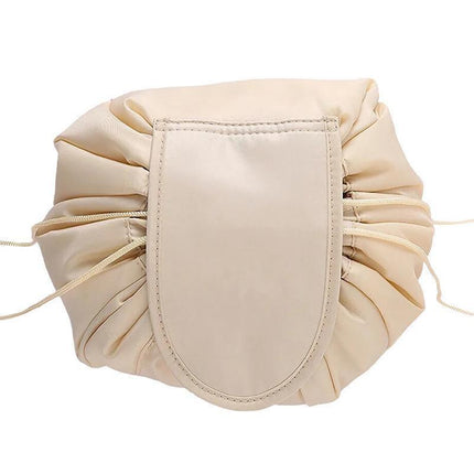 Portable Travel Makeup Bag Drawstring Cosmetic Pouch Lazy Storage Organiser Case - White Cactus.
