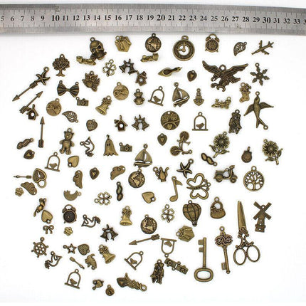Mixed Tibetan Charms Pendants 50g Silver Bronze for Jewellery DIY Craft Making - Silver.