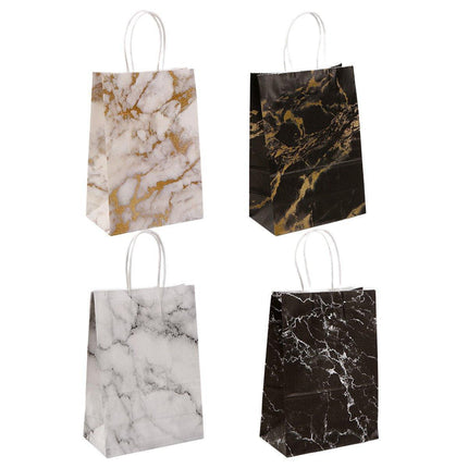 25PCS Marble Series Shopping Paper Bag Luxury Handbag Party Favor Gift Bags Set - Black Gold-M.