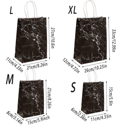 25PCS Marble Series Shopping Paper Bag Luxury Handbag Party Favor Gift Bags Set - Black Gold-M.