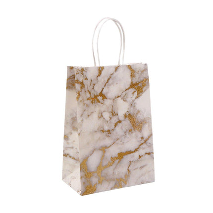 25PCS Marble Series Shopping Paper Bag Luxury Handbag Party Favor Gift Bags Set - Black Gold-M.