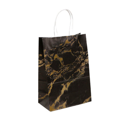 25PCS Marble Series Shopping Paper Bag Luxury Handbag Party Favor Gift Bags Set - Black Gold-M.