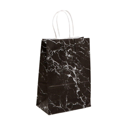 25PCS Marble Series Shopping Paper Bag Luxury Handbag Party Favor Gift Bags Set - Black Gold-M.