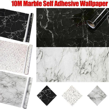 10M Marble Self-Adhesive PVC Wall Sticker Wallpaper Decor - White Marble-B.