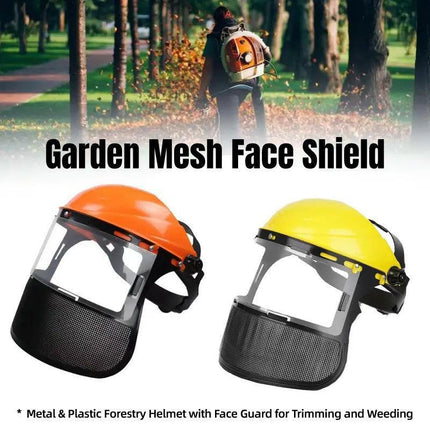 Garden Face Shield Headgear for Mowing and Outdoor Protective Use - Yellow.