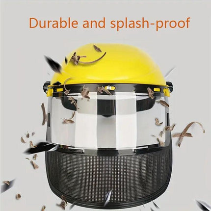 Garden Face Shield Headgear for Mowing and Outdoor Protective Use - Yellow.