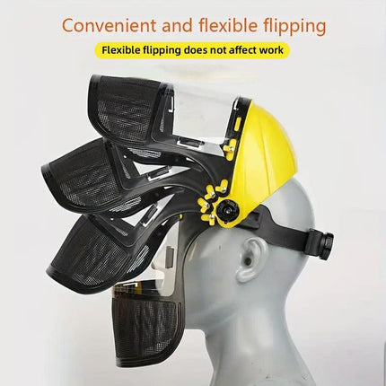 Garden Face Shield Headgear for Mowing and Outdoor Protective Use - Yellow.