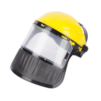 Garden Face Shield Headgear for Mowing and Outdoor Protective Use - Yellow.