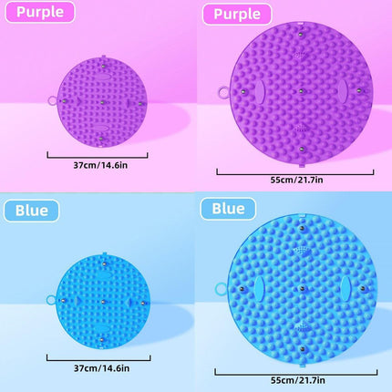 37/55cm Soft Silicone Circular Foot Mat with Textured Surface - Purple-37cm.
