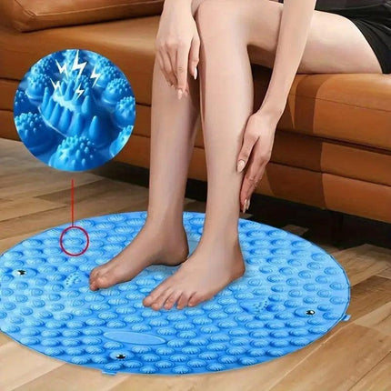 37/55cm Soft Silicone Circular Foot Mat with Textured Surface - Purple-37cm.