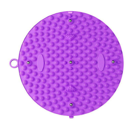 37/55cm Soft Silicone Circular Foot Mat with Textured Surface - Purple-37cm.