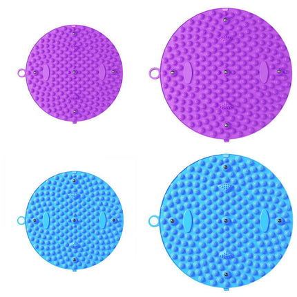 37/55cm Soft Silicone Circular Foot Mat with Textured Surface - Purple-55cm.
