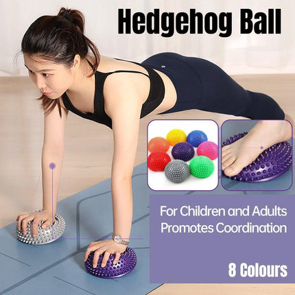 Spiky Massage Ball PVC Half Round Yoga Exercise Foot Hand Cushion - Orange.