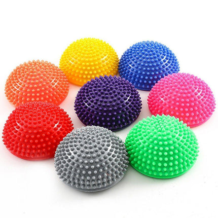 Spiky Massage Ball PVC Half Round Yoga Exercise Foot Hand Cushion - Red.