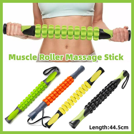 Muscle Roller Stick Full Body Fitness Massage Tool for Home and Gym Use - Black.