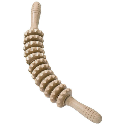 Wooden 12Roller Massage Stick Meridian Therapy Neck Back Thigh Muscle Relaxation.