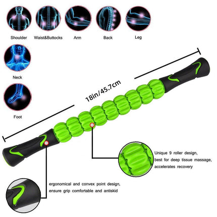 Muscle Massage Sticks Fitness Sport Fascia Rods High Strength Relaxation Roller - Black.