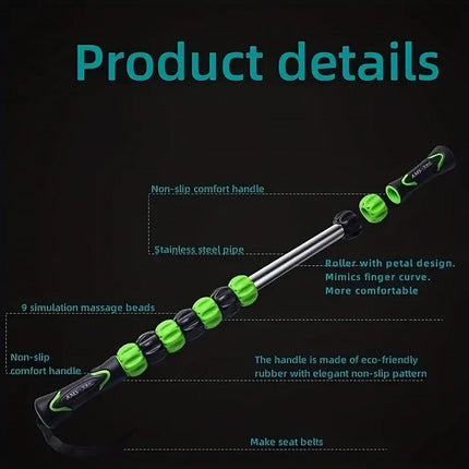 Muscle Massage Sticks Fitness Sport Fascia Rods High Strength Relaxation Roller - Black.