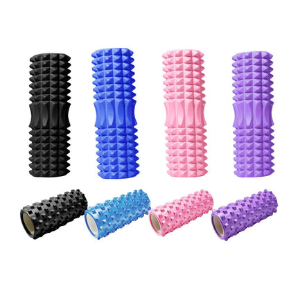 High Density EVA Foam Roller Yoga Massage Stick for Fitness - Wolf Tooth Style Blue-45cm.