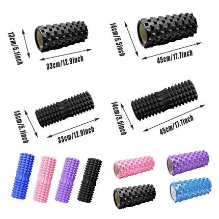 High Density EVA Foam Roller Yoga Massage Stick for Fitness - Wolf Tooth Style Blue-45cm.