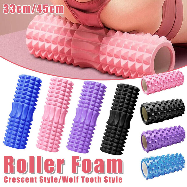 High Density EVA Foam Roller Yoga Massage Stick for Fitness - Crescent Style Blue-33cm.