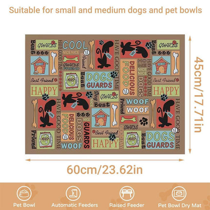 Waterproof Pet Floor Mat Carpet For Dog Cage Feeding Area Anti Slip Washable - Dog-Brown.