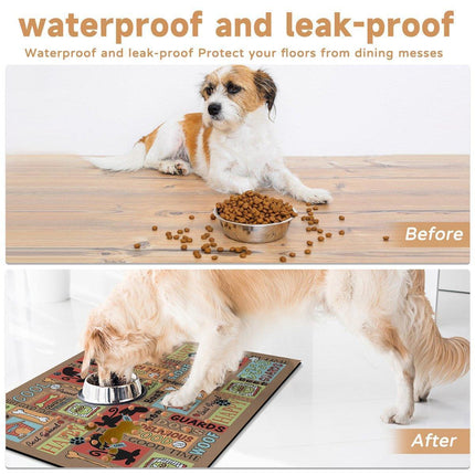 Waterproof Pet Floor Mat Carpet For Dog Cage Feeding Area Anti Slip Washable - Dog-Brown.