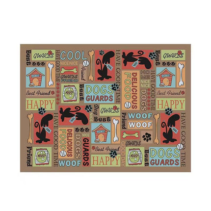 Waterproof Pet Floor Mat Carpet For Dog Cage Feeding Area Anti Slip Washable - Dog-Brown.