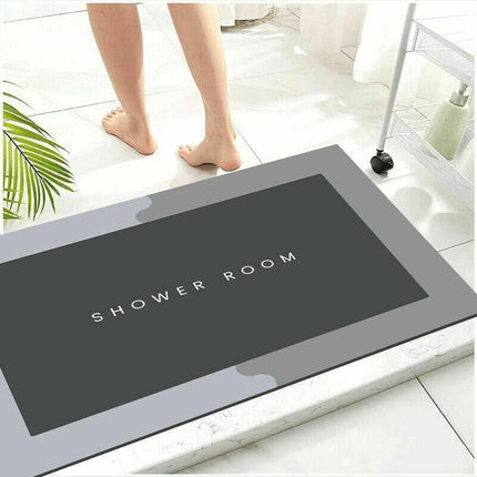 50x80CM Super Absorbent Floor Mat Soft Quick-Drying Non-Slip Diatom Mud Bath - Grey-Retangle.