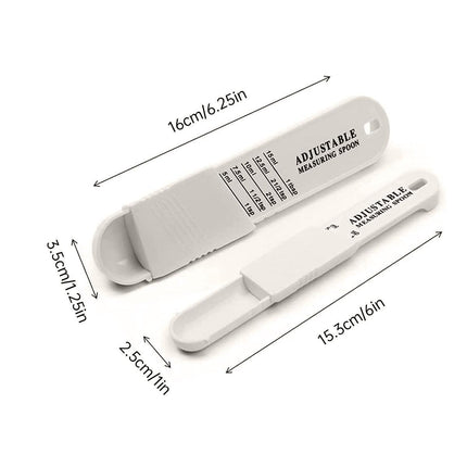 2PCS Adjustable ml Gram Plastic Measuring Spoon Scale Kitchen For Metering Spoon - White.