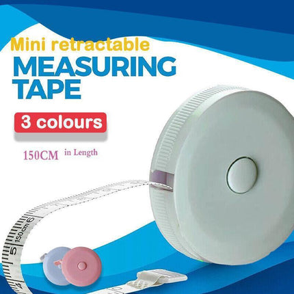 Retractable Tailor Tape Measure 150cm Soft Body Measuring Sewing Ruler - Pink.