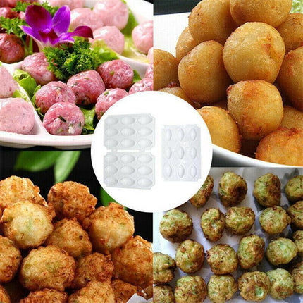 Meatball Maker Manual Meatloaf Mold Kibbeh Maker Press Minced Processor Tool - 9 Holes White.