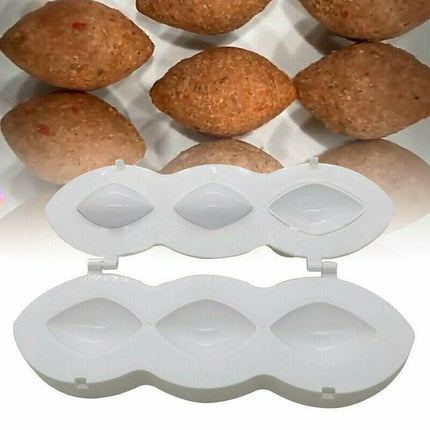Meatball Maker Manual Meatloaf Mold Kibbeh Maker Press Minced Processor Tool - 9 Holes White.