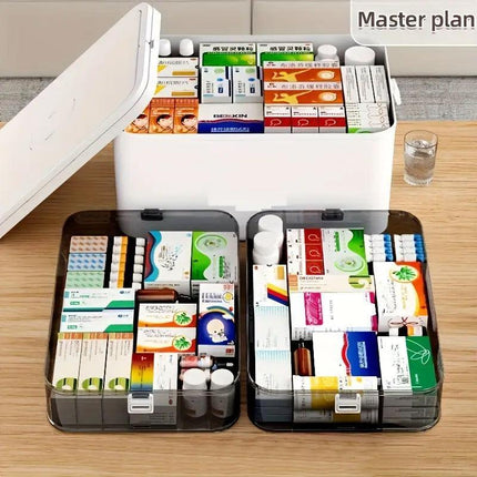 4 Layer Medicine Box Portable Medical Storage Family First Aid Emergency Box.