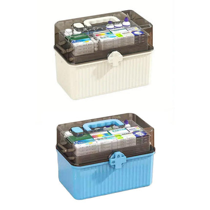Large Capacity Medicine Cabinet Multi Layer Storage Box for Household First Aid - White.