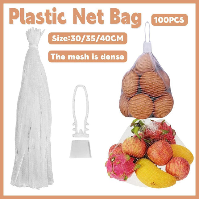 100pcs Nylon Mesh Bag Egg Storage Close Eye Plastic Mesh for Fruits Vegetables - 30cm.