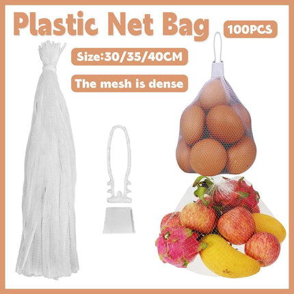 100pcs Nylon Mesh Bag Egg Storage Close Eye Plastic Mesh for Fruits Vegetables - 35cm.