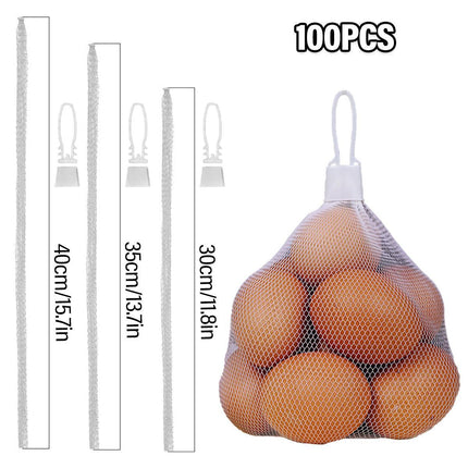 100pcs Nylon Mesh Bag Egg Storage Close Eye Plastic Mesh for Fruits Vegetables - 35cm.