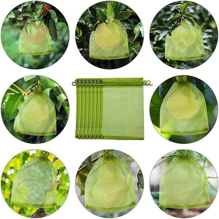 50/100PCS Garden Fruit Protection Net Bags Insect Proof Drawstring Mesh Organza - 50Pcs 20x30cm.
