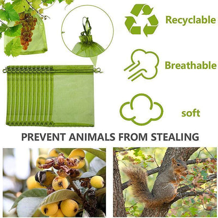 50/100PCS Garden Fruit Protection Net Bags Insect Proof Drawstring Mesh Organza - 50Pcs 20x30cm.