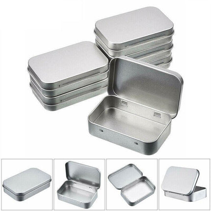 Small Metal Storage Tin Box with Lid 6PCS Portable Hinged Container for Travel Home.